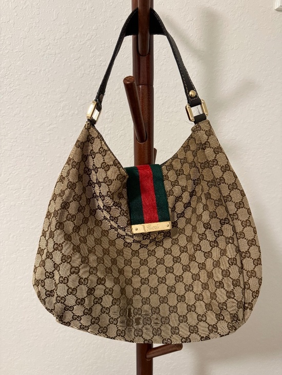 Gucci Handbags - Gucci New Ladies Web GG Canvas Large Hobo Bag 211933 Brown Beige Vintage